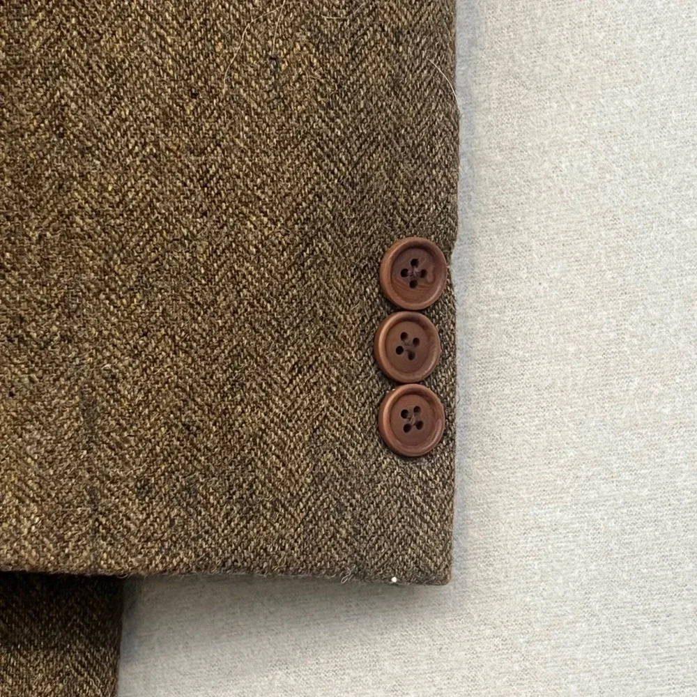 StudioSuits Mens Bespoke‎ Blazer Brown Herringbone Tweed Academic Professional